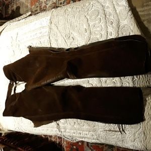Brown leather riding chaps